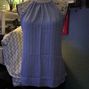 Blue Striped Women's Halter Top